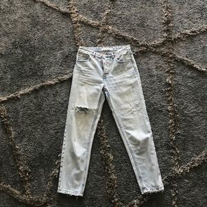 Mom Washed Out Blue Jeans